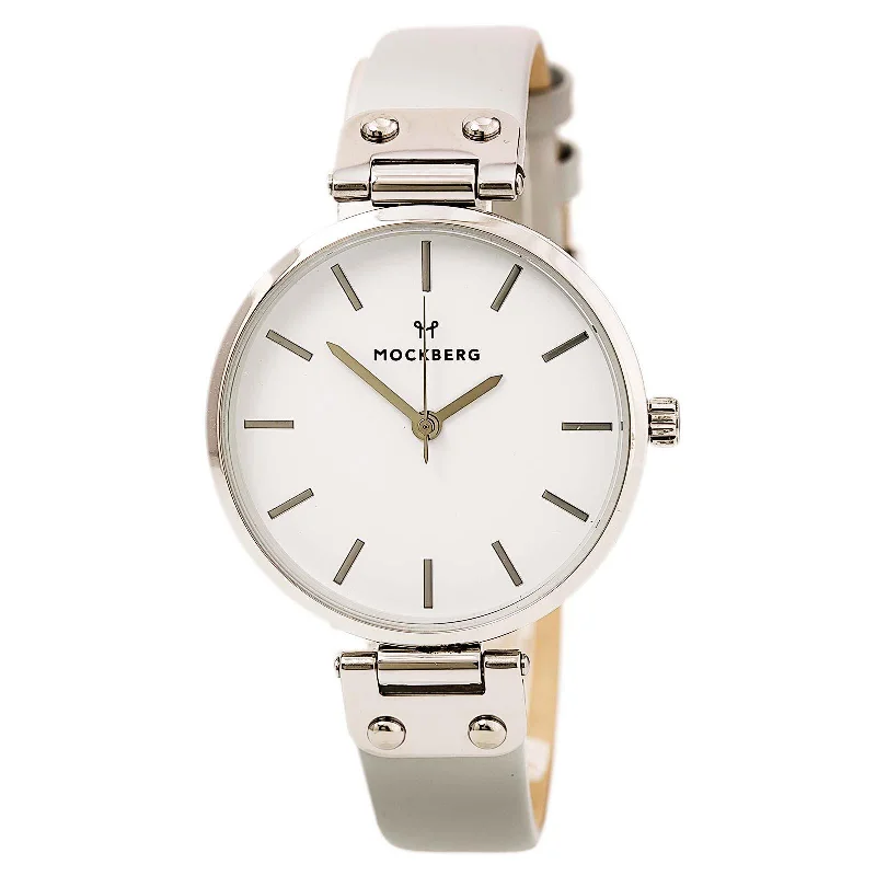 Unisex watch custom options -Mockberg MO1005 Women's Elsa Grey Leather Strap White Dial Quartz Watch