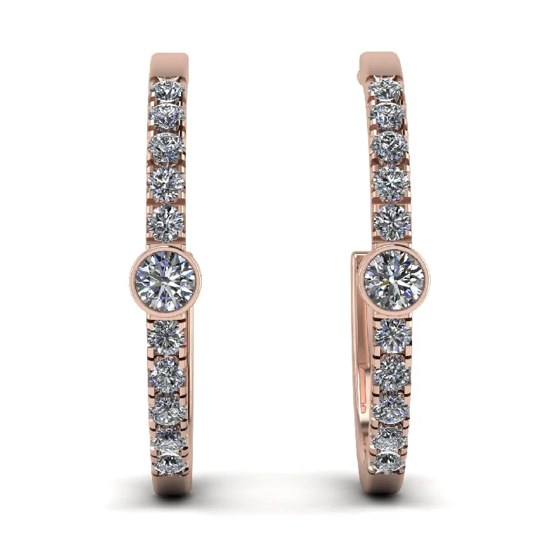 Ladies Earrings Popular -Hoop Diamond Earrings Micro Pave - Ansley No. 2