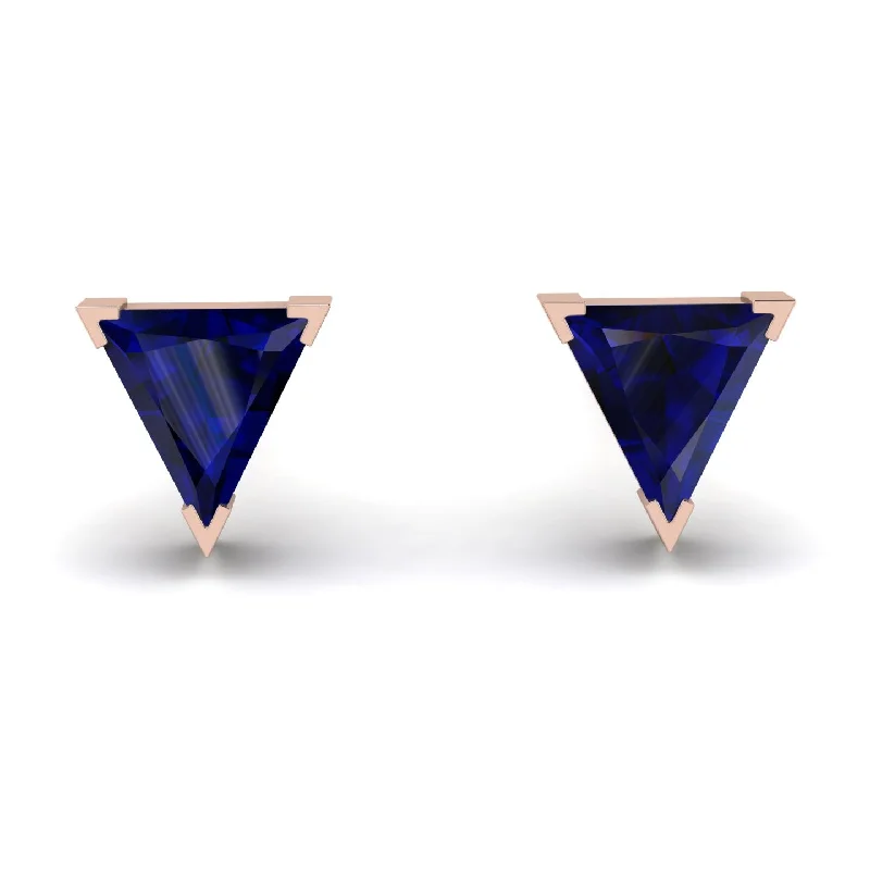 Ladies Earrings Affordable Brand -Triangle Cut Sapphire Earrings  - Clementine No. 14