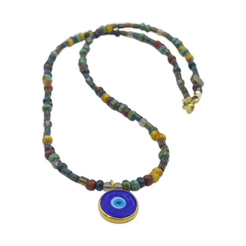 Crystal chain necklaces for women-Murano Glass Evil Eye Necklace