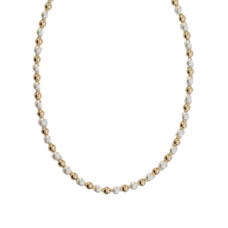 Custom engraved necklaces for women-"NATALIA" 14k gold-filled & pearls beaded Choker/Necklace