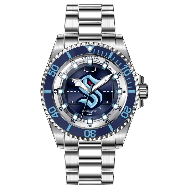 Unisex watch vintage look -Invicta Women's Watch - NHL Seattle Kraken Blue and Black Dial Silver Tone Case | 42212