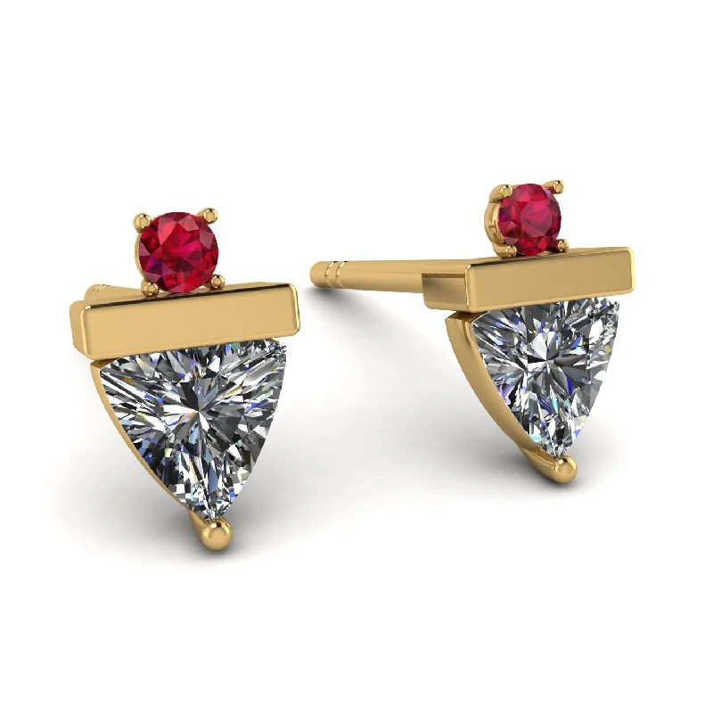 Ladies Earrings Bendable -Triangle Diamond Earrings With Round Stone - Estella No. 46