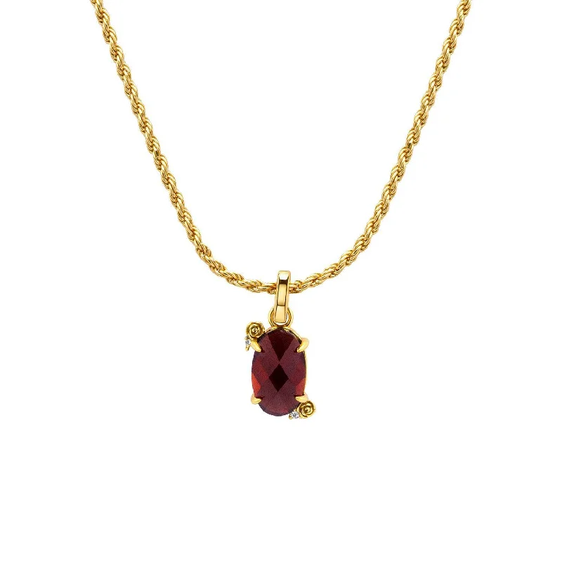 Modern necklaces for women-Rose Marie Garnet Rose Pendant Necklace