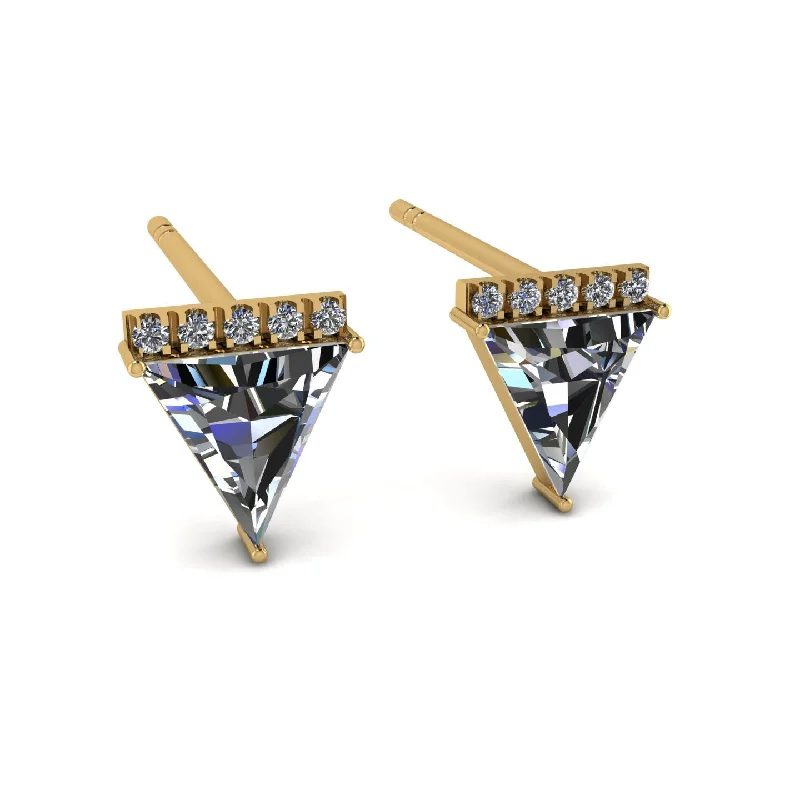 Ladies Earrings Silk -Triangle Diamond Earrings Stud - Kairi No. 1