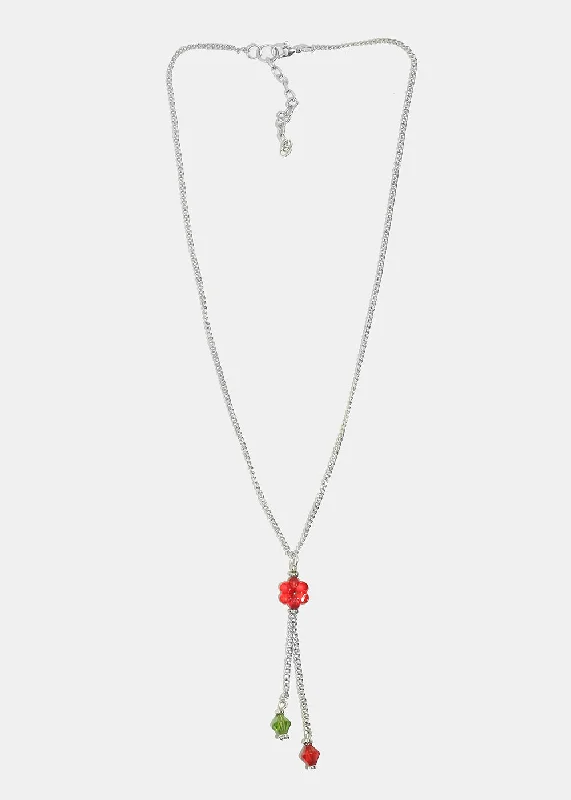 Crystal chain necklaces for women-Dainty Christmas Silver Necklace