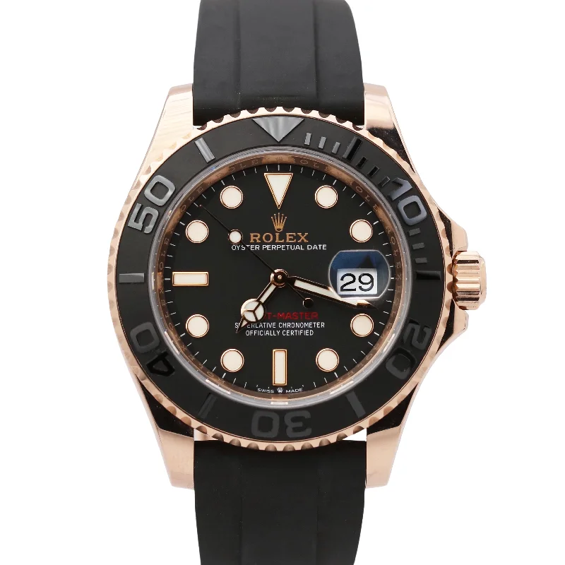 Unisex watch outdoor gear -MINT 2022 Rolex Yacht-Master 18K Everose Gold Oysterflex Black 40mm 126655 BOX