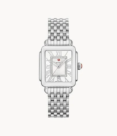 Unisex watch nylon design -Michele Deco Madison Mid Stainless Steel Diamond Dial Watch