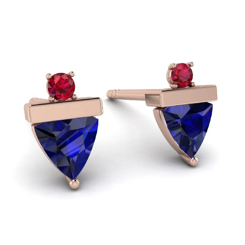 Ladies Earrings Hot -Triangle Sapphire Earrings With Round Stone - Estella No. 59