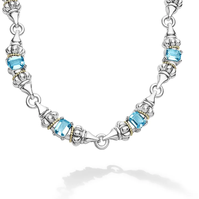 Unique necklaces for women-Glacier Swiss Blue Topaz Caviar Necklace