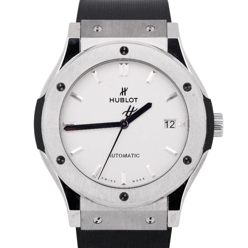 Unisex watch spare parts -Hublot Classic Fusion Oplain Titanium Silver 42mm Date Watch 542.NX.2611.RX