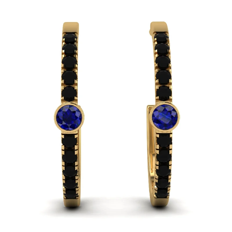 Ladies Earrings Hammered -Hoop Sapphire Earrings Micro Pave - Ansley No. 43