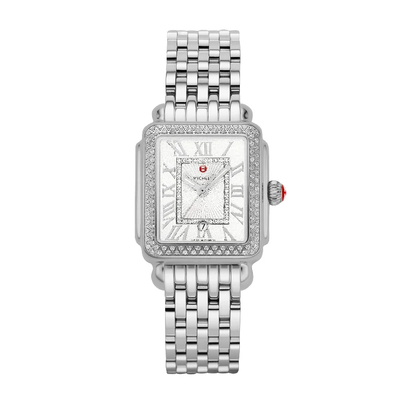 Unisex watch social events -Michele Deco Madison Mid Stainless Diamond Watch