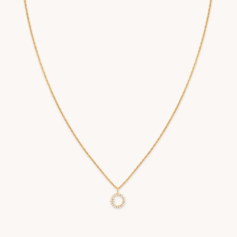 Silver statement necklaces for women-O Initial Pavé Pendant Necklace in Gold