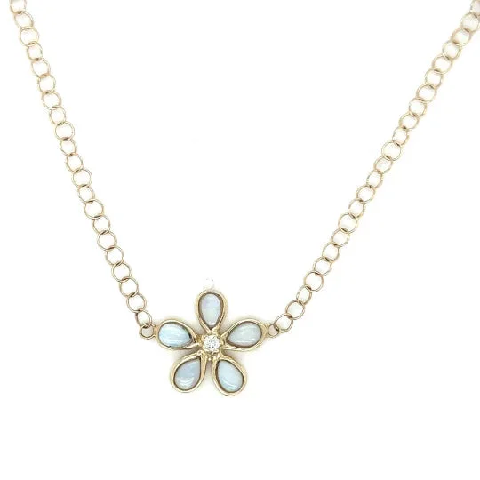 Elegant necklaces for women-Opal & Diamond Orchid Adjustable Necklace