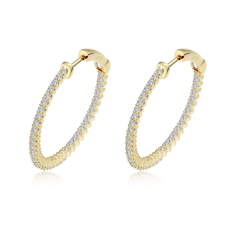 Ladies Earrings Top Rated -Lafonn Simulated Diamond 1.20ct Inside Out 25mm Hoop Earrings E3005CLG