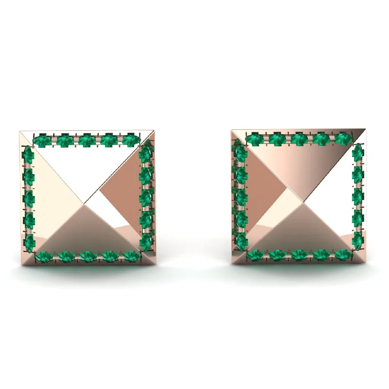 Ladies Earrings Lobe -Square Emerald Earrings - Elora No. 5