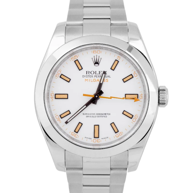 Unisex watch starter model -MINT Rolex Milgauss White Orange Stainless Steel 40mm Automatic Watch 116400