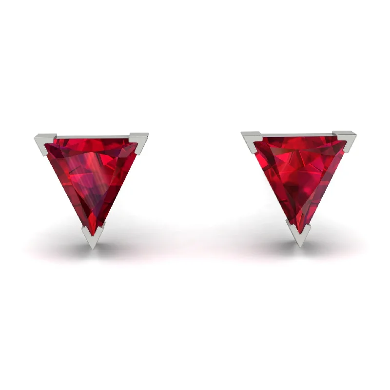 Ladies Earrings Luxury Brand -Triangle Cut Ruby Earrings  - Clementine No. 12