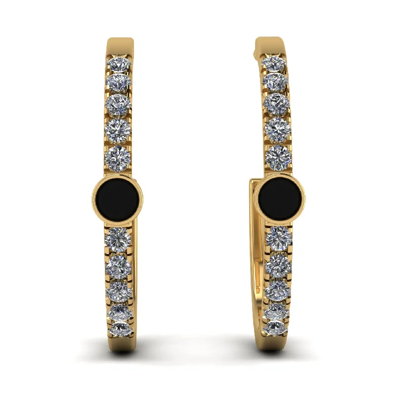 Ladies Earrings Limited Edition -Hoop Black Diamond Earrings Micro Pave - Ansley No. 7