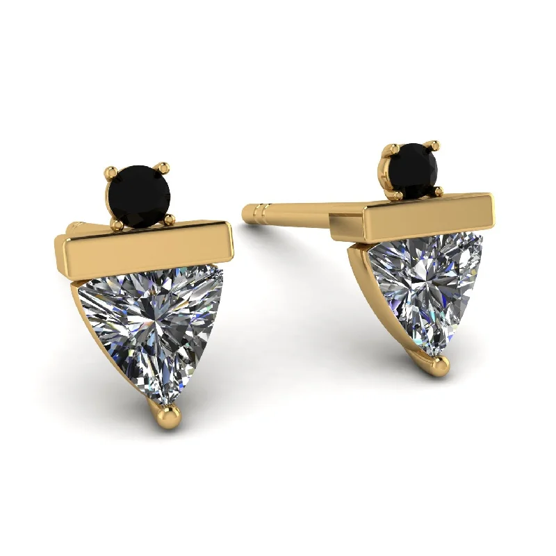 Ladies Earrings Tiny -Triangle Diamond Earrings With Round Stone - Estella No. 31