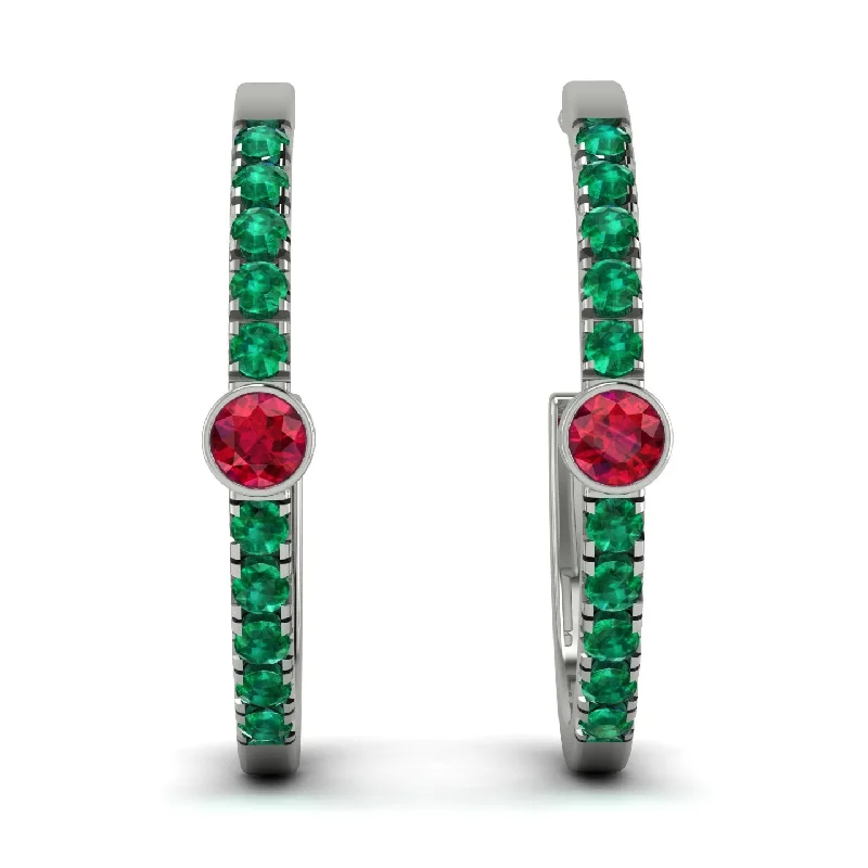 Ladies Earrings Planet -Hoop Ruby Earrings Micro Pave - Ansley No. 27