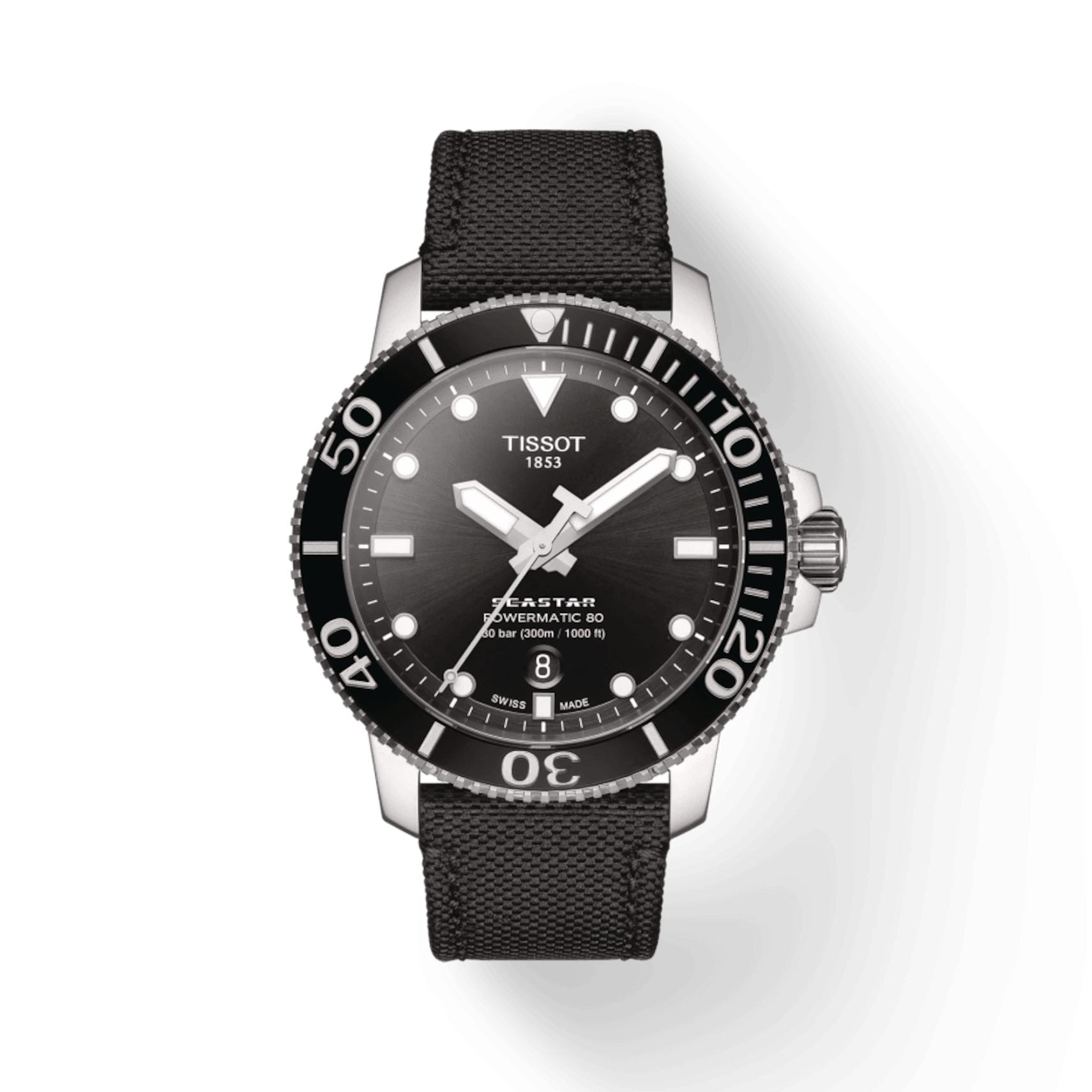 Unisex watch black dial -Tissot Seastar 1000 Powermatic 80 Swiss-Made Watch Black Nato Strap