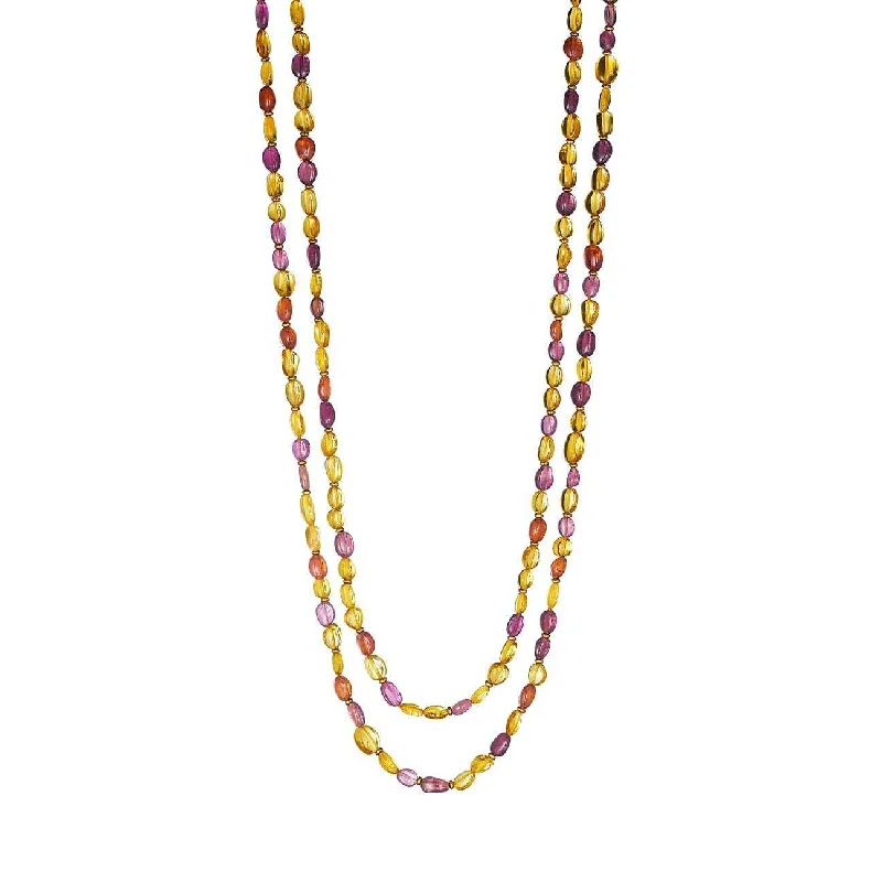 Layered gold necklaces for women-60 Inch Citrine Bead Necklace