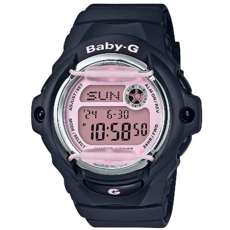 Unisex watch steel band -Casio Women's Quartz Watch - Baby-G Alarm Pink Digital Dial Black Strap | BG169M-1