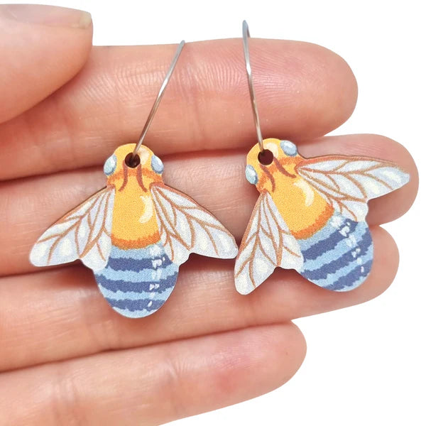 Ladies Earrings Glossy -Pixie Nut & Co. Wood Earring - Bee*