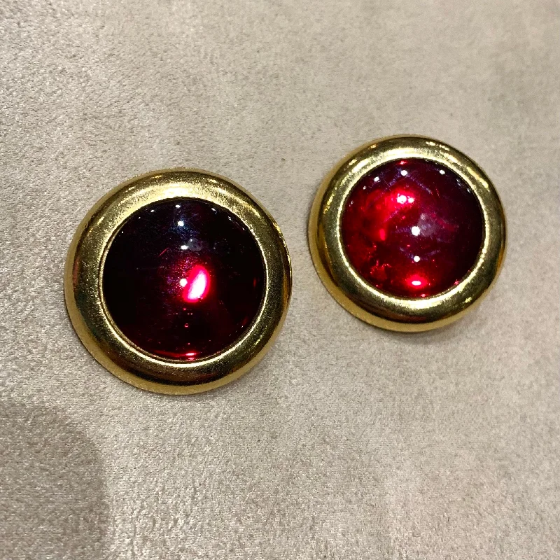 Ladies Earrings Glow -Yves Saint Laurent Red Disc clip on earrings