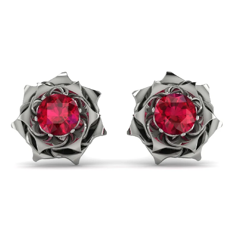 Ladies Earrings Lightweight -A lady's Rose Ruby Earrings- Elena no. 12