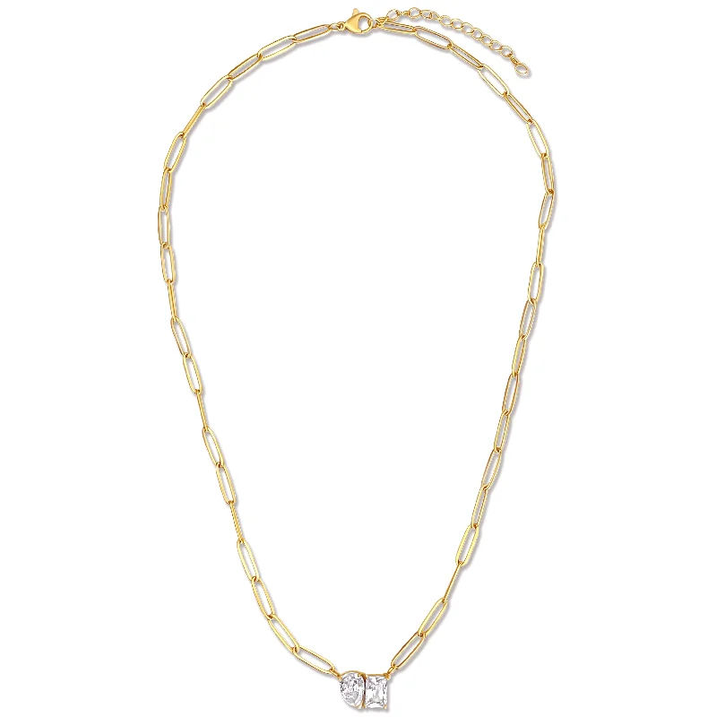 Two-tone necklaces for women-Cecilia Toi Et Moi Necklace