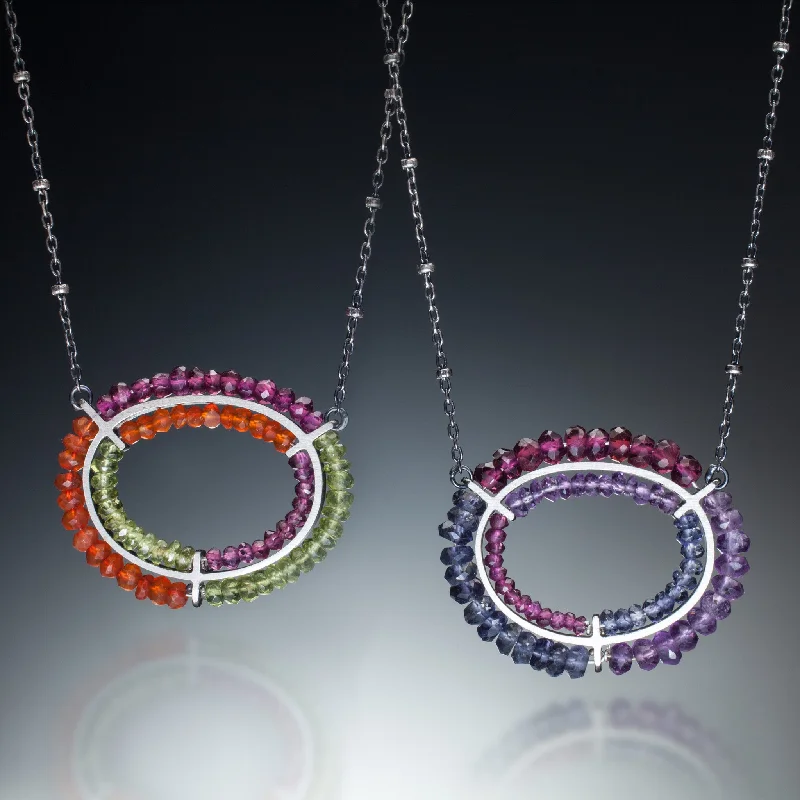 Luxury necklaces for women-Gemstone Double Circle Necklace