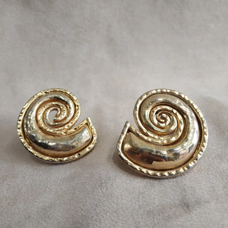 Ladies Earrings Plastic -Edouard Rambaud Chunky Gold Spiral clip on earrings