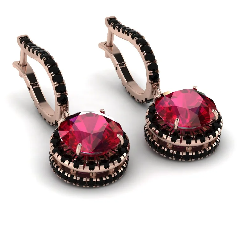 Ladies Earrings Rock Inspired -Hidden Halo Ruby Hoop Earrings - Catalina No. 41