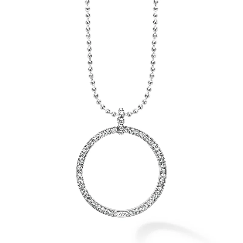 Heart-shaped gold necklaces for women-Caviar Spark Large Diamond Circle Pendant Necklace