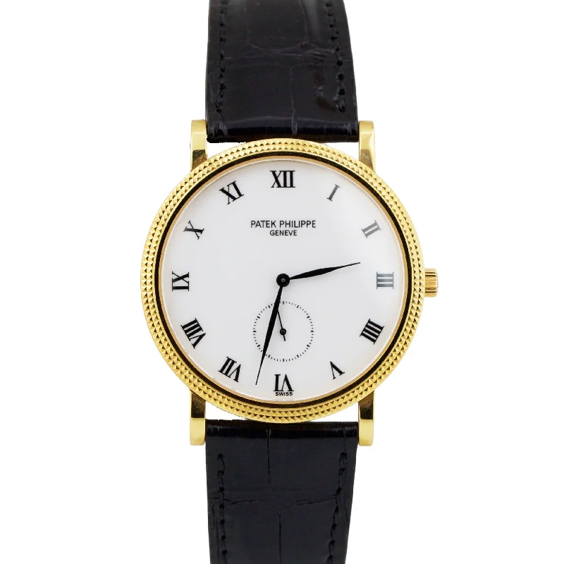 Unisex watch influencer choice -PAPERS Patek Philippe Calatrava 3919J TIFFANY White Roman 18K Gold 35mm BOX