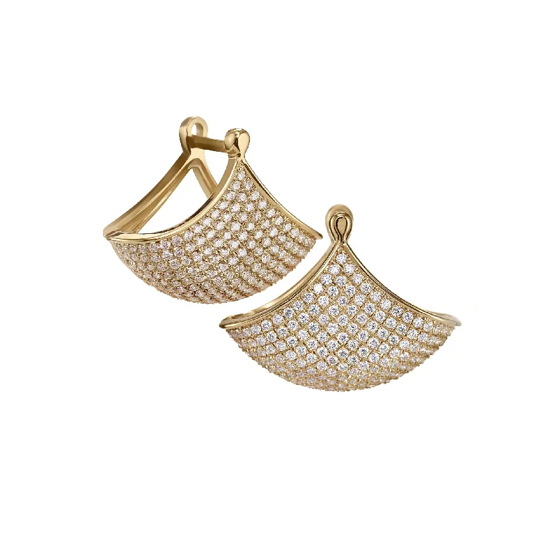 Ladies Earrings Waterfall -Brilliant Pave Diamond Fan Earrings