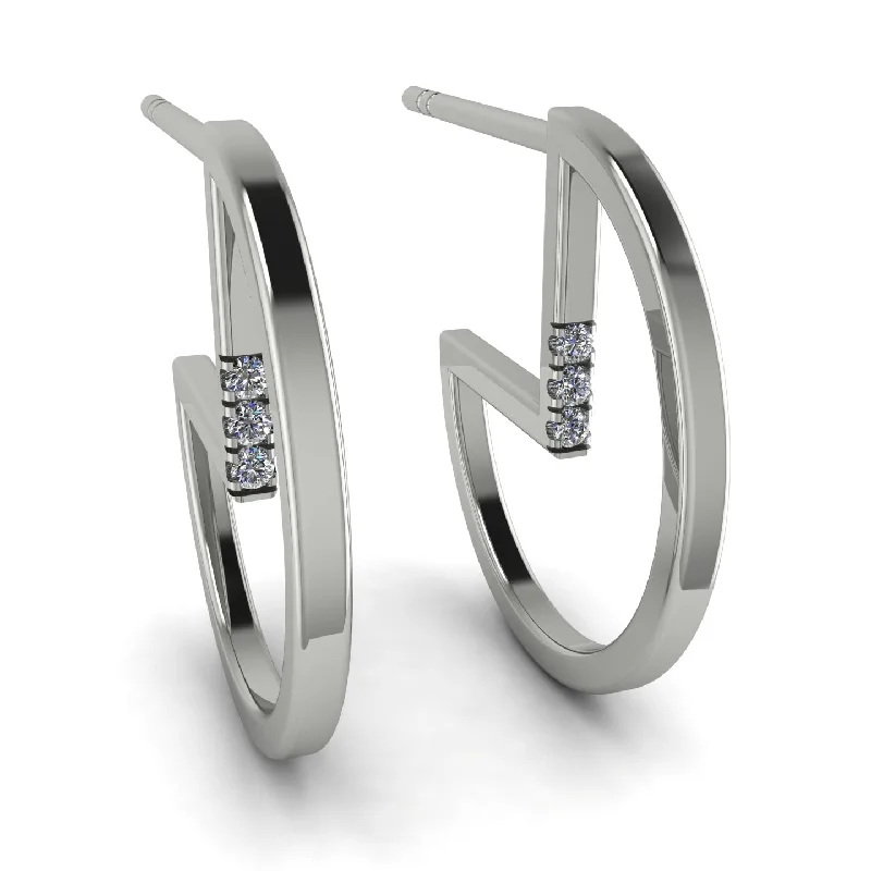 Ladies Earrings Titanium -Circle Stud Earring With Hidden Diamond - Karter No. 3