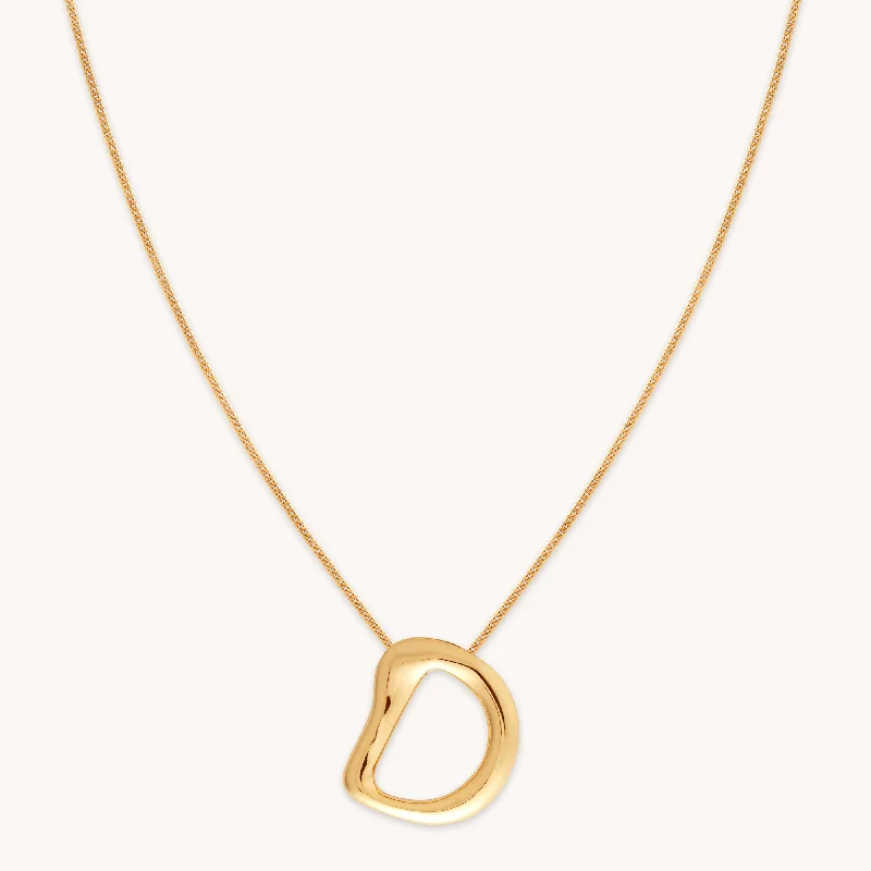 Custom necklaces for women-D Initial Bold Pendant Necklace in Gold