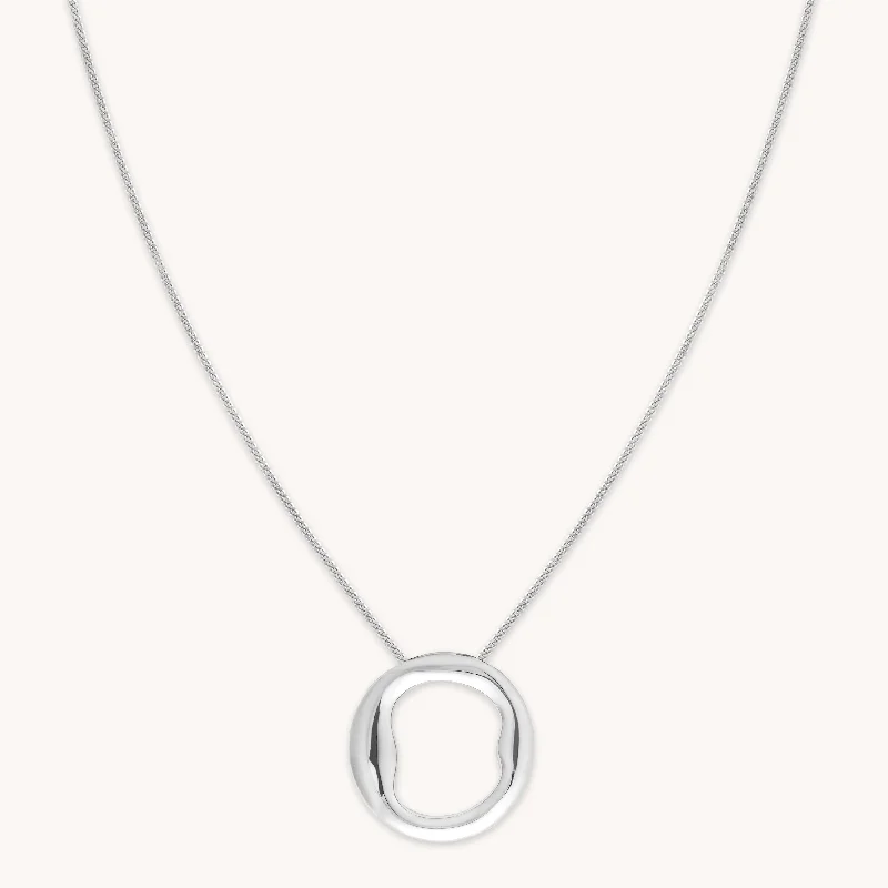 Vintage necklaces for women-O Initial Bold Pendant Necklace in Silver