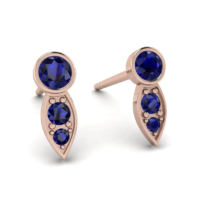 Ladies Earrings Lapis Lazuli -Bezel Sapphire Earrings In Pear Shaped - Aniya No. 74