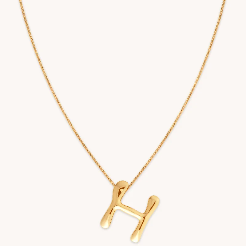 Sparkling necklaces for women-H Initial Bold Pendant Necklace in Gold