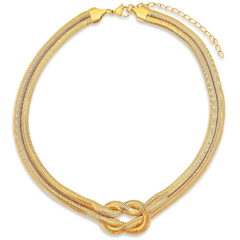 Gold pendant necklaces for women-Rhodes Knotted Snake Chain Necklace