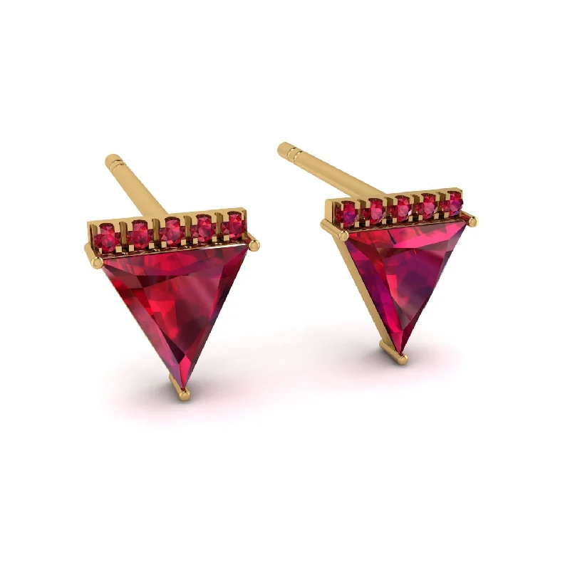 Ladies Earrings Acrylic -Triangle Ruby Earrings Stud - Kairi No. 10