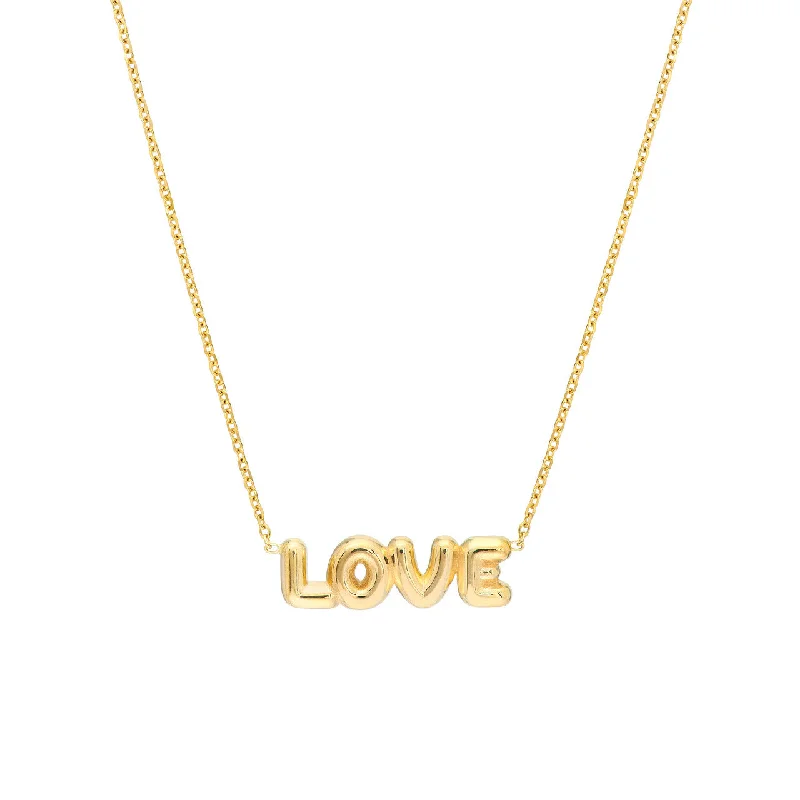 Designer pendant necklaces for women-Bubble Letter Love Necklace