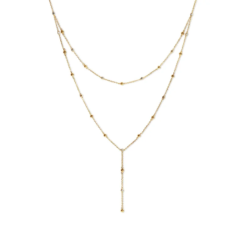 Beaded necklaces for women-Beaded Satellite Layered Lariat Necklace