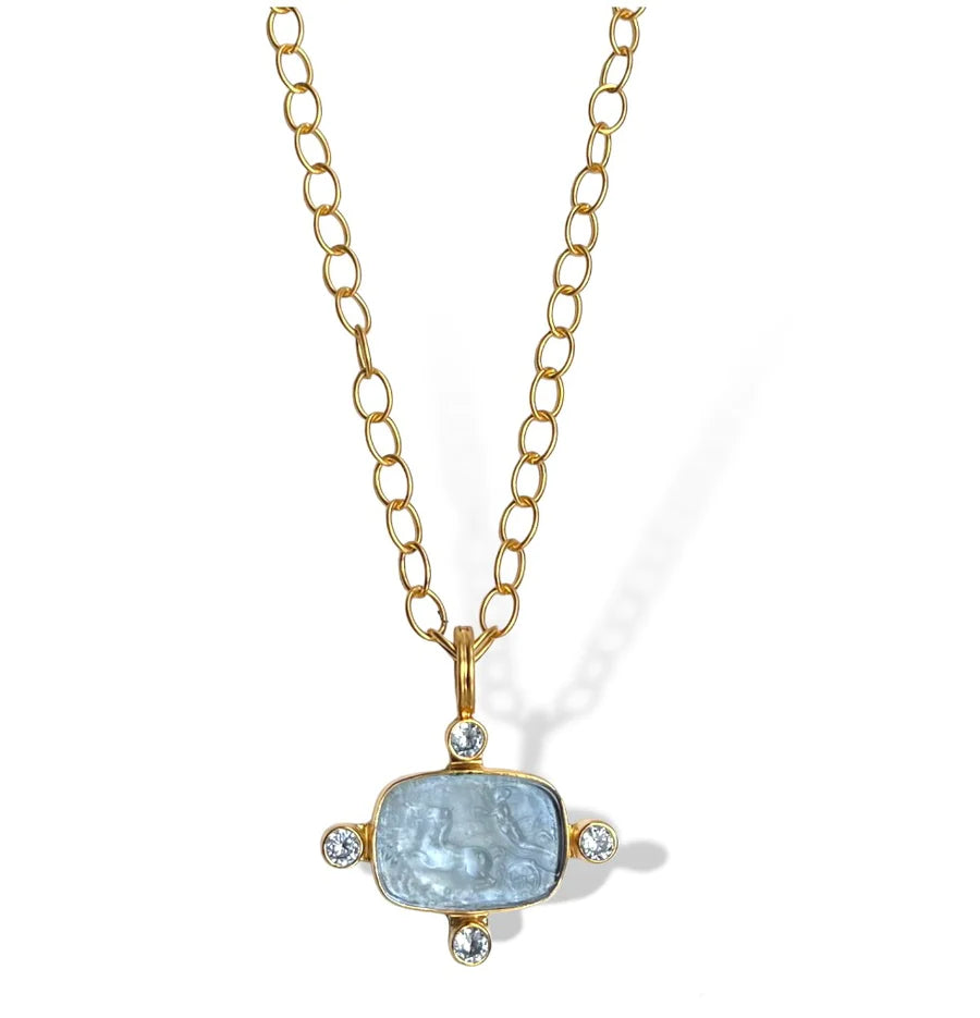 Simple gold chain necklaces for women-CELESTIAL CHARIOT INTAGLIO NECKLACE