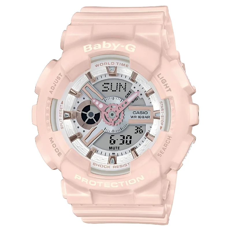 Unisex watch office style -Casio Women's Analog-Digital Watch - Baby-G Pink Resin Strap | BA110RG-4A